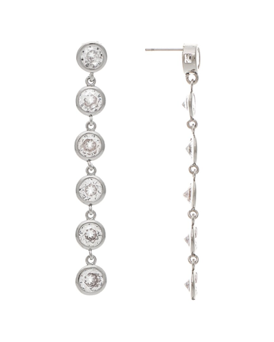 Rivka Friedman Rhodium Plated Cz Dangle Earrings In Metallic