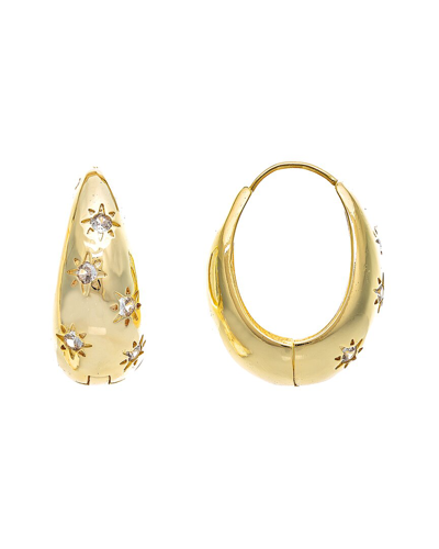 Rivka Friedman 18k Plated Cz Starburst Graduated Huggie Earrings In Gold