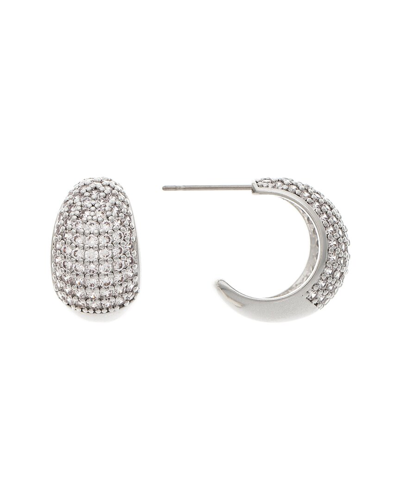 Rivka Friedman Rhodium Plated Cz Dangle Earrings In Metallic