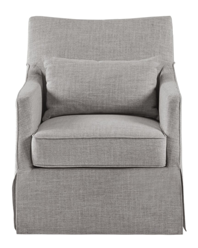 Martha Stewart London Skirted Swivel Chair In Grey