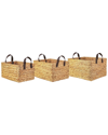 BAUM BAUM SET OF 3 WATER HYACINTH RECTANGLE STORAGE BINS