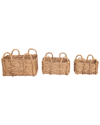 BAUM BAUM SET OF 3 JUMBO RECTANGULAR BRAIDED RUSH BASKETS