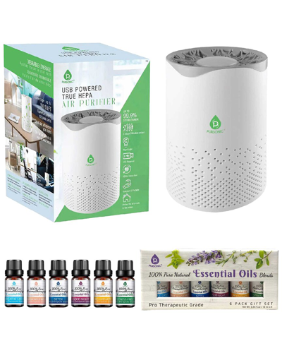Pursonic Air Purifier With 6 Premium Blended Essential Oils In White