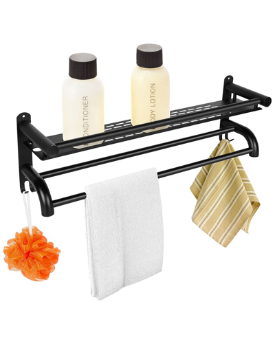 Fresh Fab Finds 2-tier Wall Mounted Towel Rack In Black