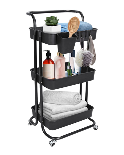 Fresh Fab Finds 3-tier Rolling Utility Cart In Black
