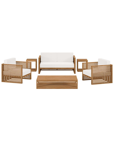 Modway Carlsbad 6-piece Teak Outdoor Patio Set In Beige