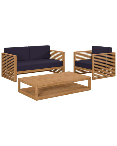 Modway Carlsbad 3pc Teak Outdoor Patio Set In Beige
