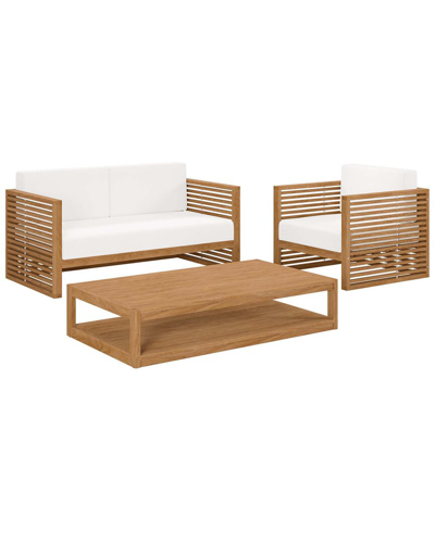 Modway Carlsbad 3pc Teak Outdoor Patio Set In Beige