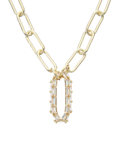 Juvell 18k Plated Cz Paperclip Necklace In Gold
