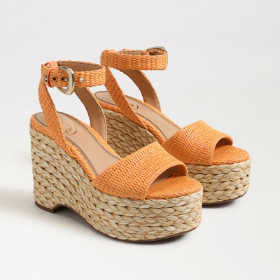 Sam Edelman April Platlform Sandal Mari Gold Raffia In Yellow