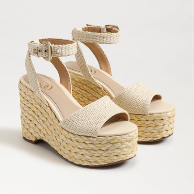 Sam Edelman April Platlform Sandal Linen Raffia In Beige