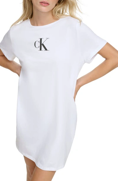 Calvin Klein Women's Logo T-shirt Dress Swim Cover-up Women's Swimsuit In White
