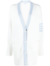 Thom Browne 4-bar Cotton Cardigan In White