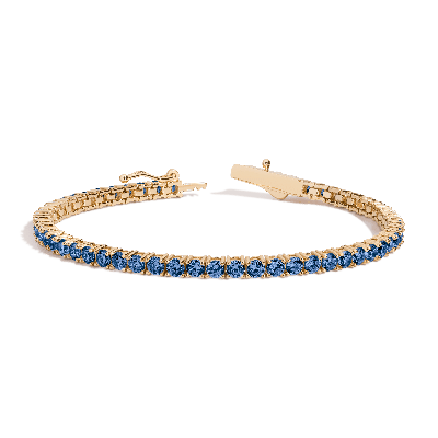 Aurate New York Lab Grown 6ct Sapphire Tennis Bracelet In Gold