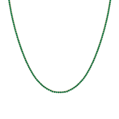 Aurate New York Green Emerald Tennis Necklace In Yellow