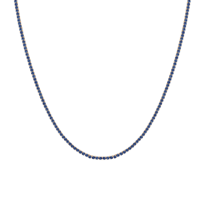 Aurate New York Blue Sapphire Tennis Necklace In Yellow