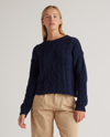 QUINCE WOMEN'S CROPPED CABLE CREW SWEATER