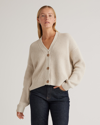QUINCE WOMEN'S FISHERMAN BOXY CROPPED CARDIGAN SWEATER