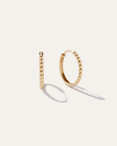 Quince Women's 14k Gold Medium Beaded Hoop Earrings In Yellow Gold