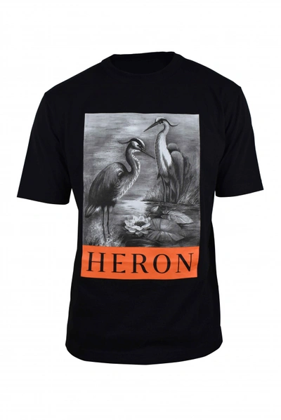 Heron Preston Heron Print Cotton Jersey T-shirt In Black
