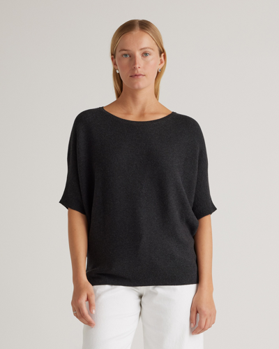 Quince Women's Lightweight Cotton Cashmere Link-stitch Dolman Sweater In Heather Charcoal