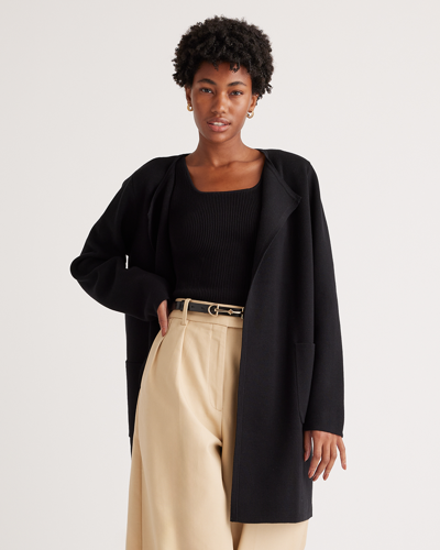 Quince Women's Knit Collarless Coat In Black