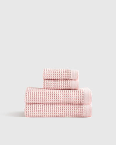 Quince Organic Turkish Waffle Bath Towel Bundle In Soft Rose