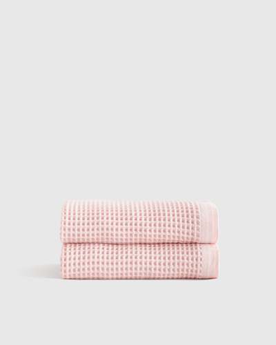 Quince Organic Turkish Waffle Bath Towels In Soft Rose