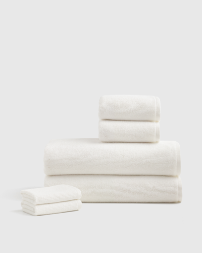Quince Ribbed Quick Dry Bath Sheet Bundle In White