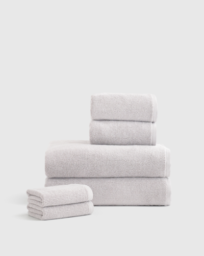 Quince Ribbed Quick Dry Bath Towel Bundle In Silver