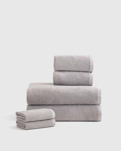 Quince Ribbed Quick Dry Bath Towel Bundle In Grey