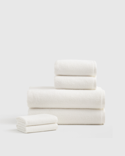 Quince Ribbed Quick Dry Bath Towel Bundle In White