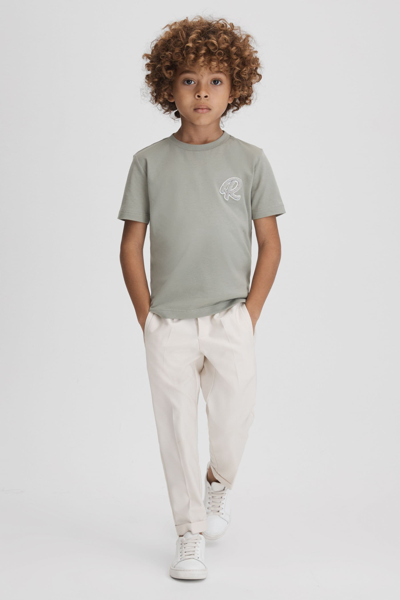 Reiss Kids' Jude - Pistachio Senior Cotton Crew Neck T-shirt, Age 5-6 Years