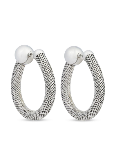 Rabanne Pixel Hoop Earrings In Silver
