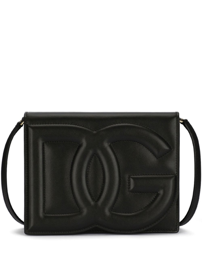 Dolce & Gabbana Dg Logo Leather Crossbody Bag In Black