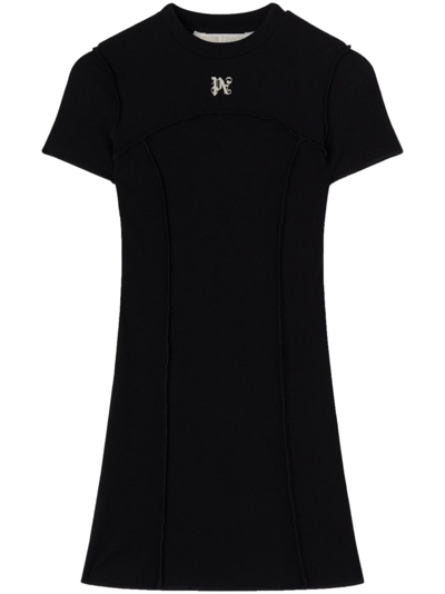 Palm Angels Monogram Mini Dress In Black
