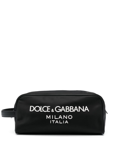 Dolce & Gabbana Necessaire In Black Nylon With Logo