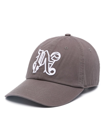 Palm Angels Logo Baseball Cap In Grey