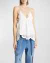 Isabel Marant Victoria Guipure Embroidered Empire Cami Top In White
