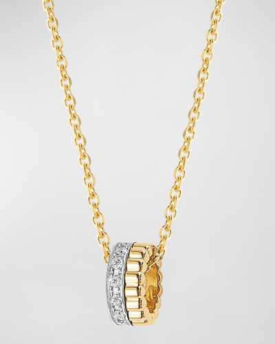 Boucheron Mini Quatre Radiant Edition Pendant Necklace In Yellow Gold, White Gold And Diamonds In 05 Yellow Gold