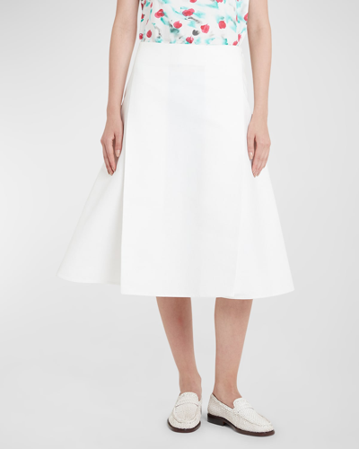 Marni Flared Midi Skirt With Double Pleating In Lilywhite