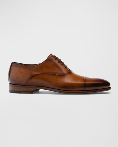 Magnanni Men's Harlan Rubber Sole Leather Derby Shoes In Tabaco