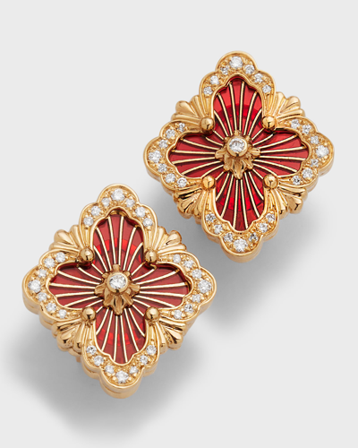 Buccellati 18k Yellow Gold Opera Tulle Medium Red Diamond Earrings In 05 Yellow Gold