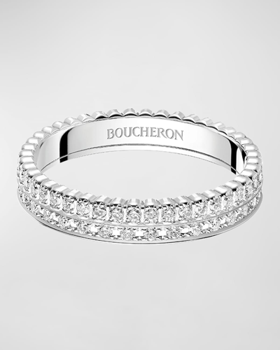 Boucheron Quatre 18k White Gold Radiant Edition Diamond Band Ring In 10 White Gold