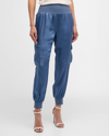 Cinq À Sept Tous Les Jours Giles Satin Jogger Pants In Indigo