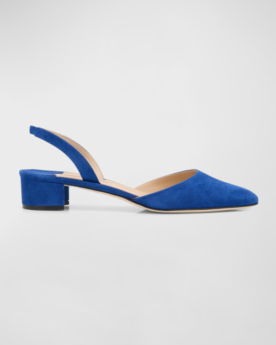 Manolo Blahnik Aspro Suede Slingback Ballerina Pumps In Blue