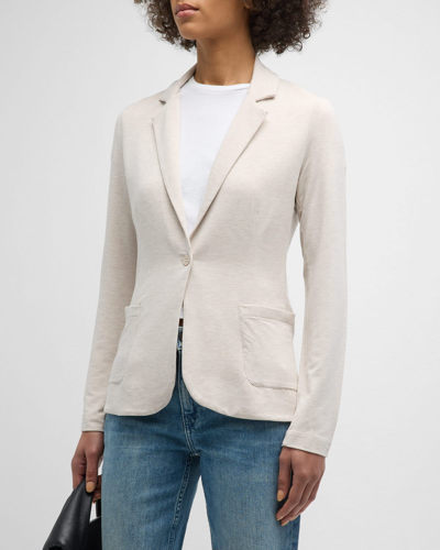 Majestic Fitted Linen Blazer In Ercu Chine