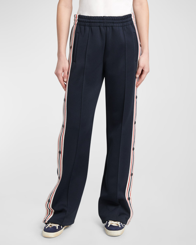 Golden Goose Star Wide-leg Side Tape Joggers In Dark Blue Papyrus