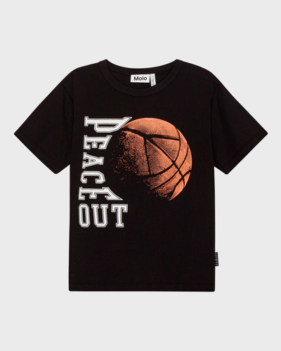 Molo Kids' Boy's Riley Basketball Graphic T-shirt In Ember Basket
