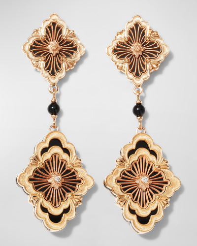 Buccellati Opera Tulle Pendant Earrings In Onyx And Diamonds In 15 Rose Gold